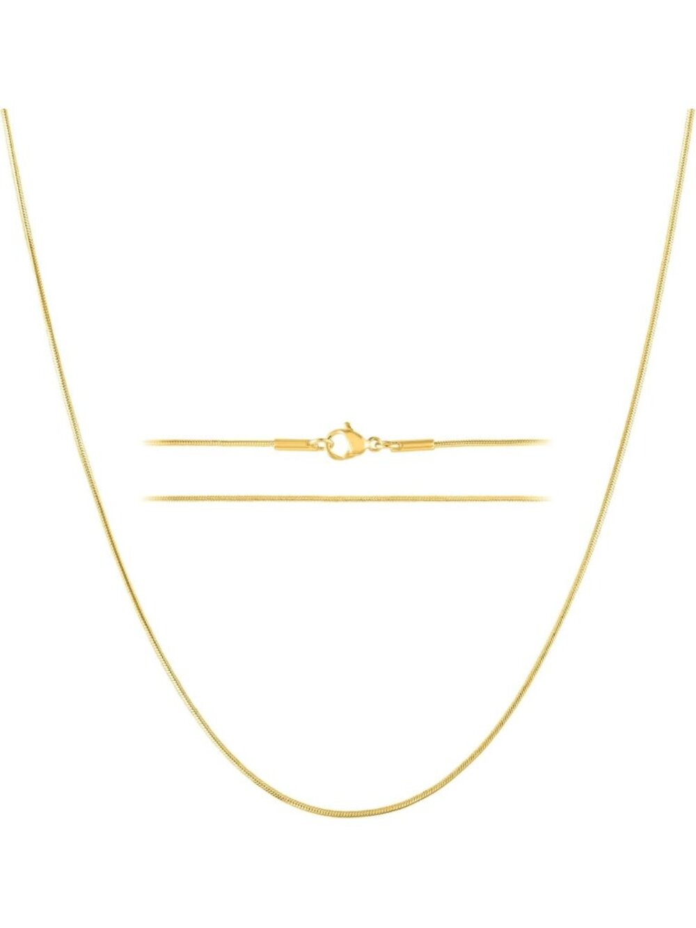 24K Gold Plated Thin Snake Chain Necklace for Women - Elegant Stainless Steel